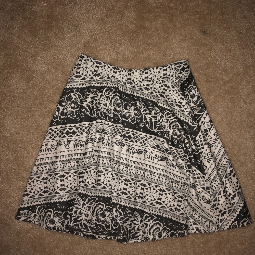 Grey Patterned Skater Skirt